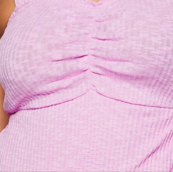 FOREVER 21 3X Plus Knee Length Dress Wisteria Lavender/Pink NWT Sweetheart Neck - Picture 8 of 14